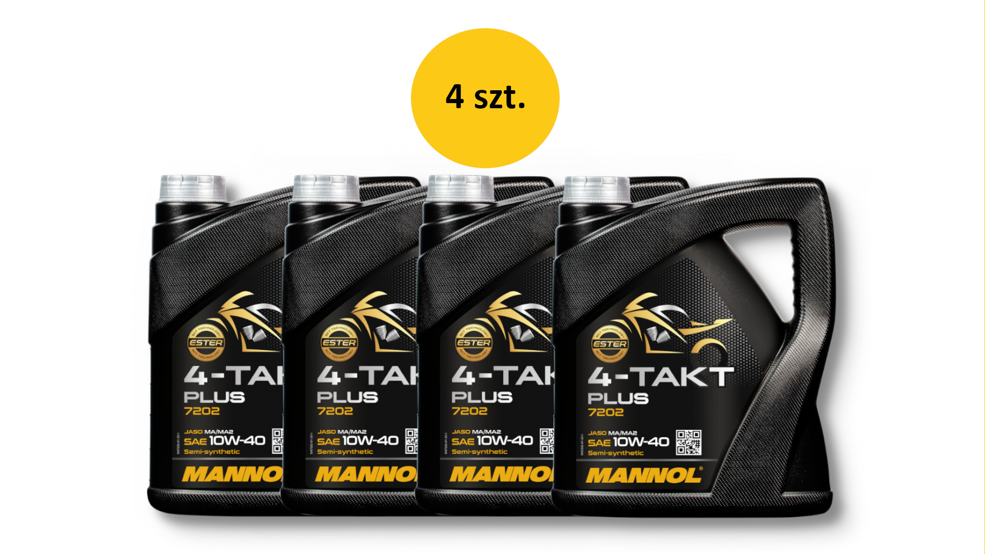 MANNOL motorový olej 4T PLUS 10W40 4L (API SL, JASO MA/MA2) polosyntetické (7202) (20) - KARTON 4 kusy (set) (MANNOL motorový olej 4T PLUS 10W40 4L)